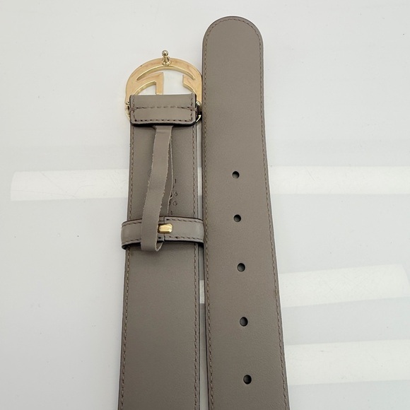 Authentic Gucci Gray Interlocking G Leather Belt Gold Buckle 546386 85/34 - Picture 7 of 8